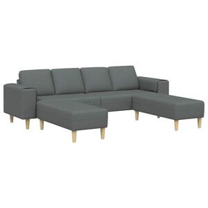 vidaXL Canapea pentru living 3 buc. Gri &icirc;nchis Poliester