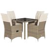 vidaXL Set mobilier de grădină cu perne, 5 piese, bej, poliratan