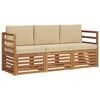 vidaXL Seturi de canapele 3 buc. Natural și Bej Lemn Solid de Acacia