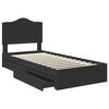 vidaXL Pat cu storage cu headboard Negru 75 x 190 cm Lemn compozit