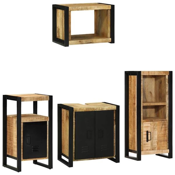 vidaXL Set de mobilier pentru baie 4 pcs Maro Lemn de mango solid