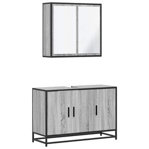 vidaXL Set mobilier de baie, 2 piese, gri sonoma, lemn prelucrat
