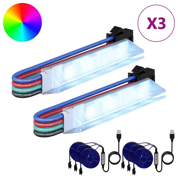 vidaXL Bandă LED 2 pcs Negru și Multicolor 1745 mm Cupru și Plastic