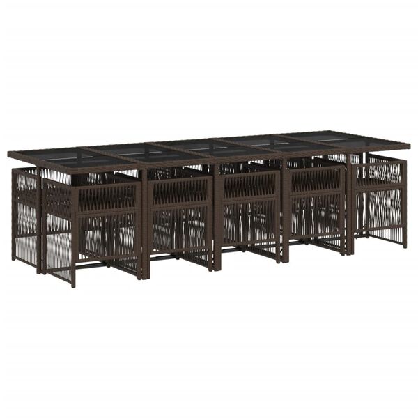 vidaXL Set mobilier de grădină cu perne, 11 piese, maro, poliratan