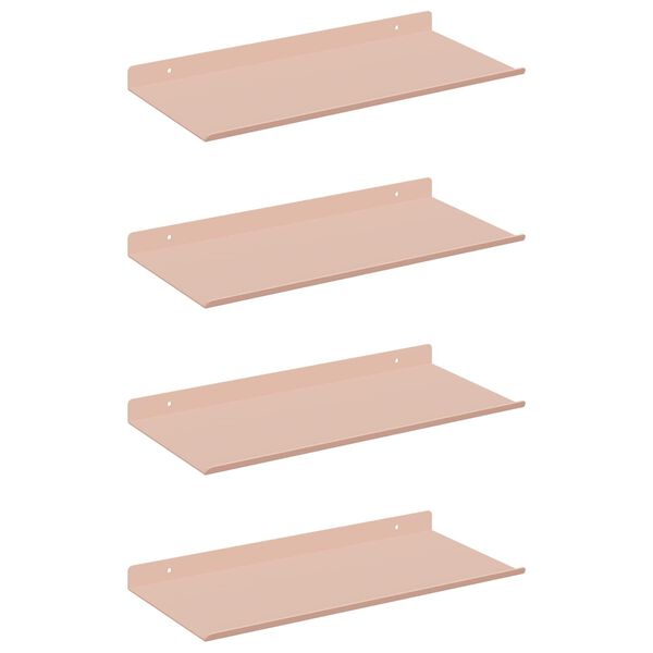 vidaXL Raft suspendat Pe perete 4 pcs Roz 40 x 18 x 2,5 cm Oțel