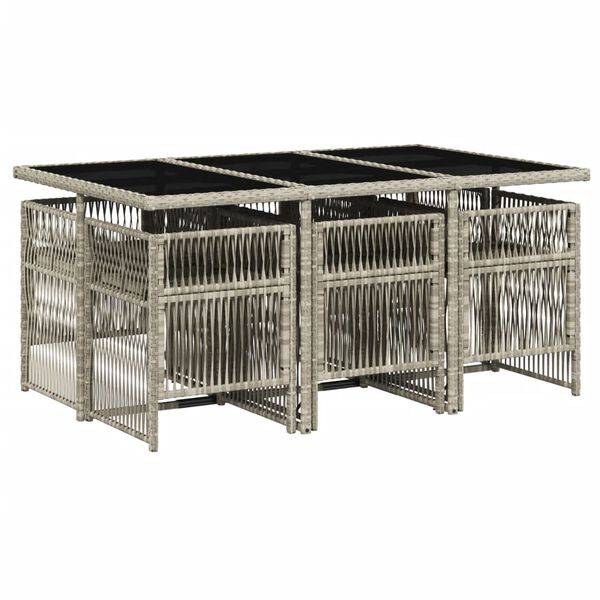 vidaXL Set mobilier de grădină cu perne, 7 piese gri deschis poliratan