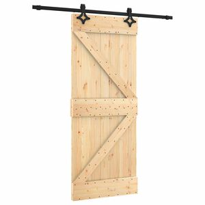 vidaXL Ușă glisantă Natural și Negru 85 x 210 cm Lemn de Pin Solid