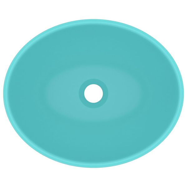 vidaXL Chiuvetă de lux, verde deschis, 40x33cm, ceramică, formă ovală