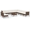 vidaXL Set mobilier de grădină cu perne, 12 piese, maro, poliratan