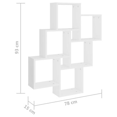 vidaXL Raft de perete cub, alb, 78x15x93 cm PAL