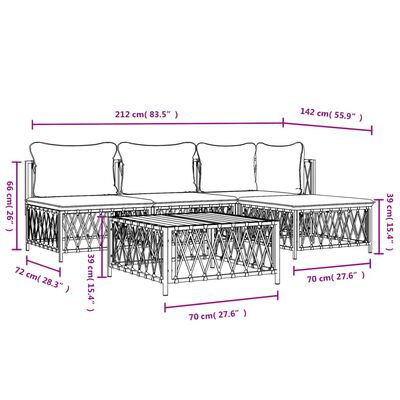 vidaXL Set mobilier de grădină, 5 piese, cu perne, antracit, oțel