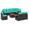 vidaXL Set canapele de grădină cu perne, 9 piese, negru, poliratan