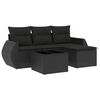 vidaXL Set mobilier de grădină cu perne, 5 piese, negru, poliratan