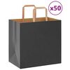 vidaXL Pungi de h&acirc;rtie 50 buc cu m&acirc;nere negre 26x17x25 cm