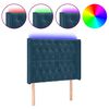 vidaXL Tăblie de pat cu LED, albastru &icirc;nchis, 103x16x118/128cm catifea