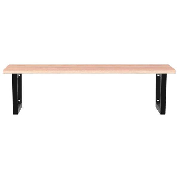 vidaXL Raft pentru lavoar montat pe perete, oțel și lemn masiv stejar