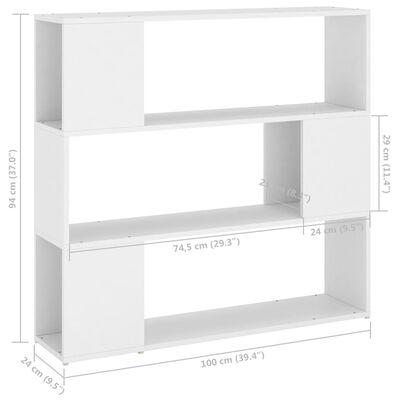 vidaXL Bibliotecă/Separator cameră, alb, 100x24x94 cm