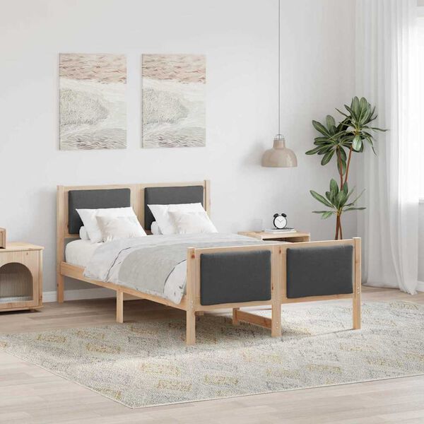 vidaXL Cadru de pat cu headboard Gri închis 120 x 200 cm țesătură