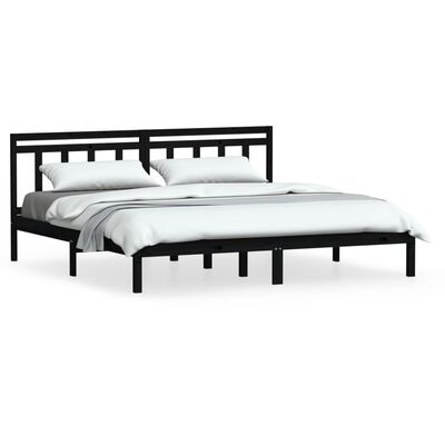 vidaXL Cadru de pat Super King, negru, 180x200 cm, lemn masiv