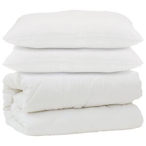 vidaXL Pilotă cu pernă 3 pcs Alb Microfibră