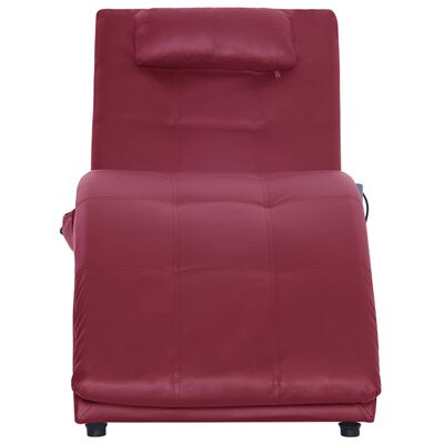 vidaXL Șezlong de masaj cu pernă, roșu vin, piele artificială