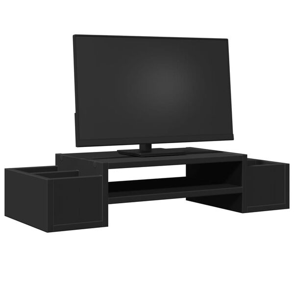 vidaXL Suport monitor cu depozitare, negru, 70x27x15cm, lemn prelucrat