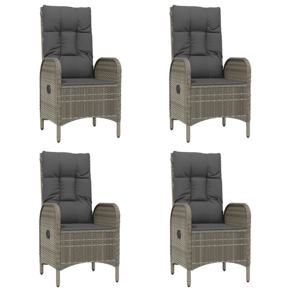 vidaXL Set mobilier grădină cu perne, 5 piese, negru și gri, poliratan