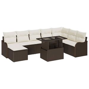 vidaXL Set de canapele pentru grădină 9 buc. Maro