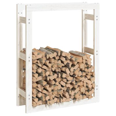 vidaXL Rastel pentru lemne de foc, alb, 80x25x100 cm, lemn masiv pin