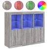 vidaXL Servantă cu lumini LED, 3 buc., gri sonoma, lemn prelucrat