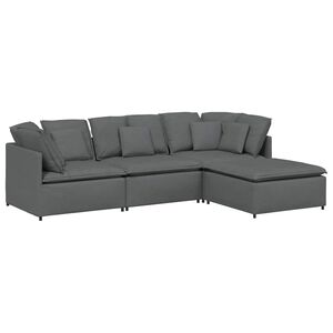 vidaXL Canapea modulară cu taburet și perne material textil gri &icirc;nchis