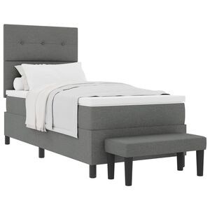 vidaXL Pat cu arcuri cu headboard Gri &icirc;nchis 80 x 200 cm țesătură