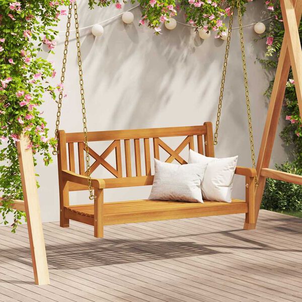 vidaXL Bancă swinging Maro 110 x 56 x 58.5 cm Lemn Solid de Acacia
