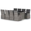 vidaXL Set mobilier de grădină cu perne, 9 piese, gri, poliratan