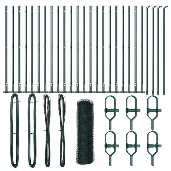 vidaXL St&acirc;lp de gard. Verde 50 x 0,6 m (plasă de 13 mm) Oțel și PVC