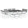 vidaXL Set mobilier de grădină, 11 piese, cu perne, alb, textilenă