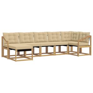 vidaXL Set de canapele de exterior cu pernă 7 pcs Alb și Bej