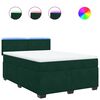 vidaXL Pat box spring cu saltea, verde &icirc;nchis, 160x200 cm, catifea