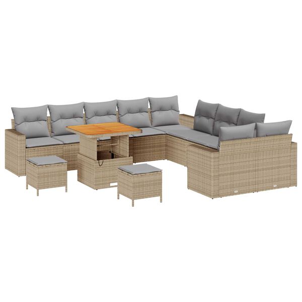 vidaXL Set de canapele pentru grădină 17 pcs Beige și gri deschis
