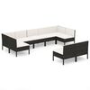 vidaXL Set mobilier de grădină cu perne, 9 piese, negru, poliratan