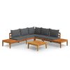 vidaXL Set mobilier grădină cu perne gri &icirc;nchis, 4 piese, lemn acacia
