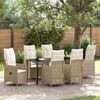 vidaXL Set de masă pentru grădină cu pernă 7 pcs Bej Rattan poli