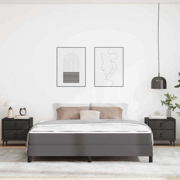 vidaXL Cadru de pat cu saltea Gri 180 x 200 cm țesătură