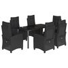 vidaXL Set mobilier de grădină cu perne, 7 piese, negru, poliratan