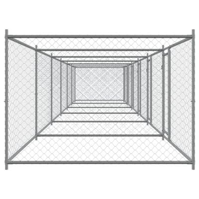 vidaXL Cușcă pentru câini cu uși, gri, 12x2x1,5 m, oțel galvanizat