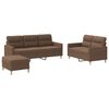 vidaXL Set de canapele cu perne, 3 piese, maro, textil