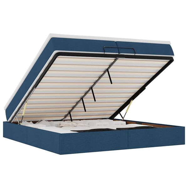 vidaXL Cadru de pat otoman cu saltele, țesătură albastră 200x200cm