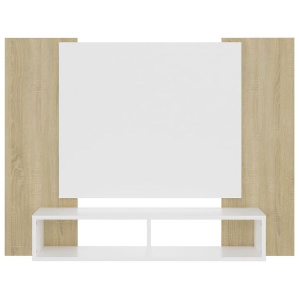 vidaXL Comodă TV de perete, alb și stejar sonoma, 120x23,5x90 cm, PAL