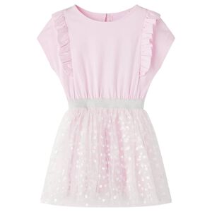 vidaXL Rochie copii volane, roz deschis, 104