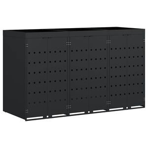 vidaXL Depozitare pentru 3 pubele Wheelie Negru 204 x 77,5 x 121,5 cm
